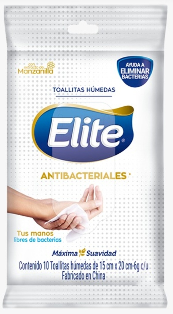ELITE TOALLA HUME ANTIBACTERIAL 10*40
