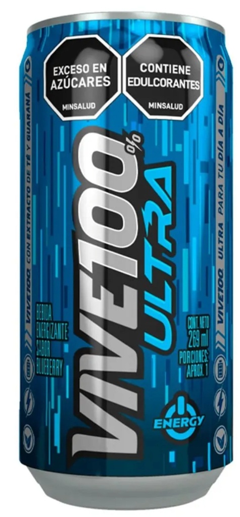 VIVE100 BEBIDA ENERGIZANTE LATA ULTRA 4*6*269ML